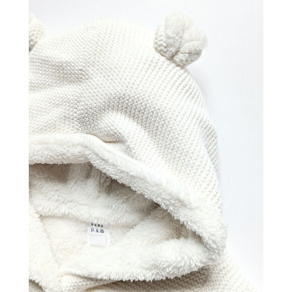 Baby Gap Ivory Sherpa Bear Ears Sweater Cardigan Jacket | Size 12-18 Months - Picture 5 of 9